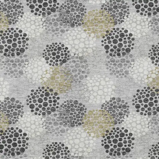 Gray Silver And Ivory Polka Dot Washable Indoor Outdoor Area Rug Photo 6