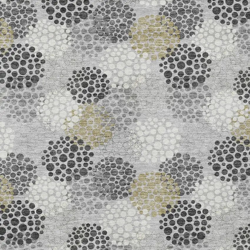 Gray Silver And Ivory Polka Dot Washable Indoor Outdoor Area Rug Photo 6