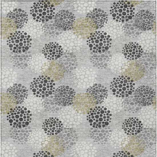 Gray Silver And Ivory Polka Dot Washable Indoor Outdoor Area Rug Photo 8