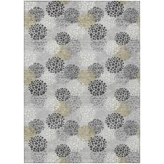 Gray Silver And Ivory Polka Dot Washable Indoor Outdoor Area Rug Photo 2