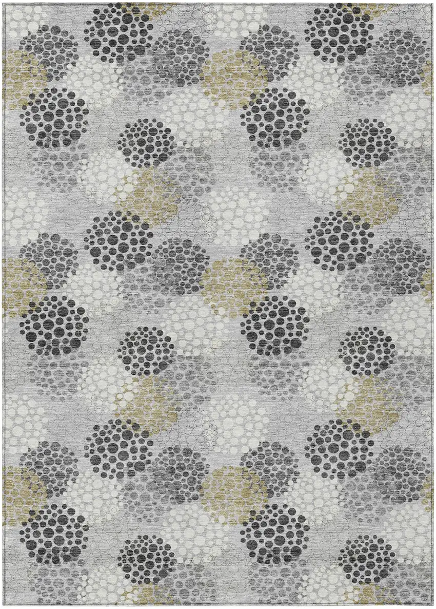 Gray Silver And Ivory Polka Dot Washable Indoor Outdoor Area Rug Photo 2