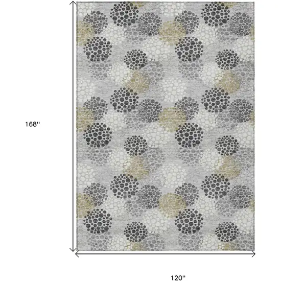 Gray Silver And Ivory Polka Dot Washable Indoor Outdoor Area Rug Photo 3