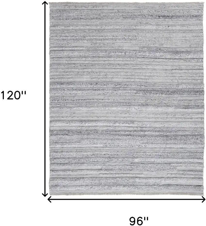 Gray Silver And Ivory Striped Hand Woven Stain Resistant Area Rug Photo 10