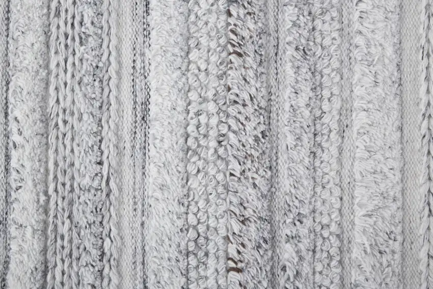 Gray Silver And Ivory Striped Hand Woven Stain Resistant Area Rug Photo 9