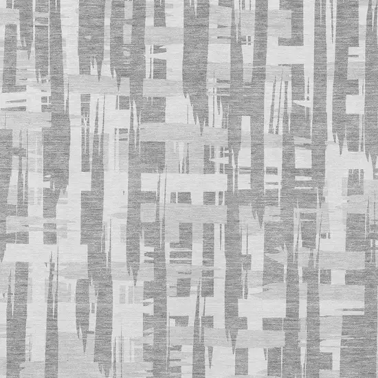 Gray Silver And Ivory Striped Washable Indoor Outdoor Area Rug Photo 6
