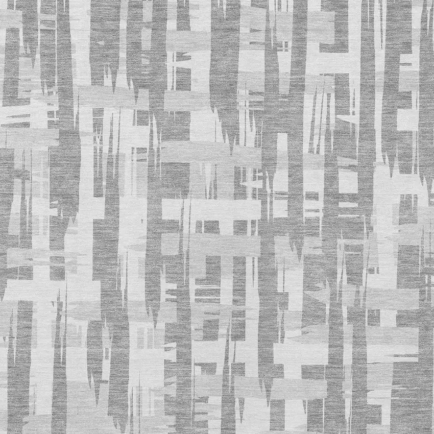 Gray Silver And Ivory Striped Washable Indoor Outdoor Area Rug Photo 6