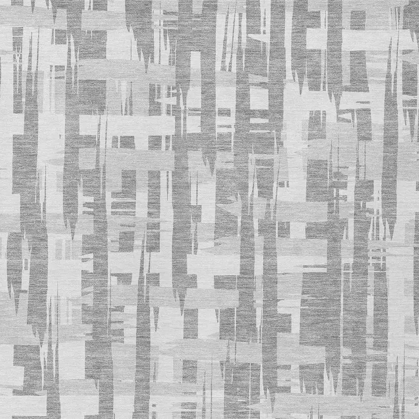 Gray Silver And Ivory Striped Washable Indoor Outdoor Area Rug Photo 4