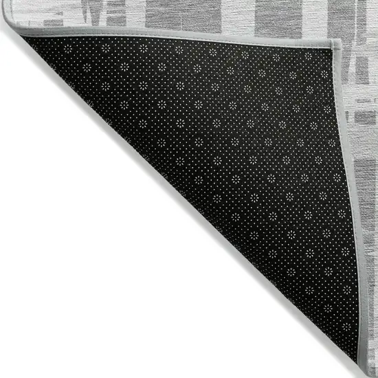 Gray Silver And Ivory Striped Washable Indoor Outdoor Area Rug Photo 7