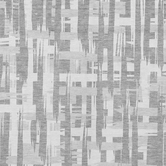 Gray Silver And Ivory Striped Washable Indoor Outdoor Area Rug Photo 4