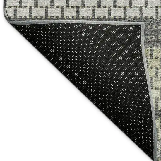 Gray Silver And Ivory Striped Washable Indoor Outdoor Area Rug Photo 9