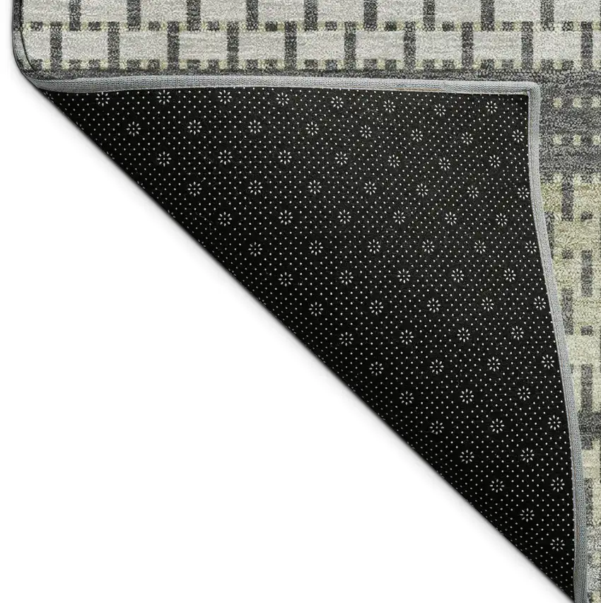 Gray Silver And Ivory Striped Washable Indoor Outdoor Area Rug Photo 9