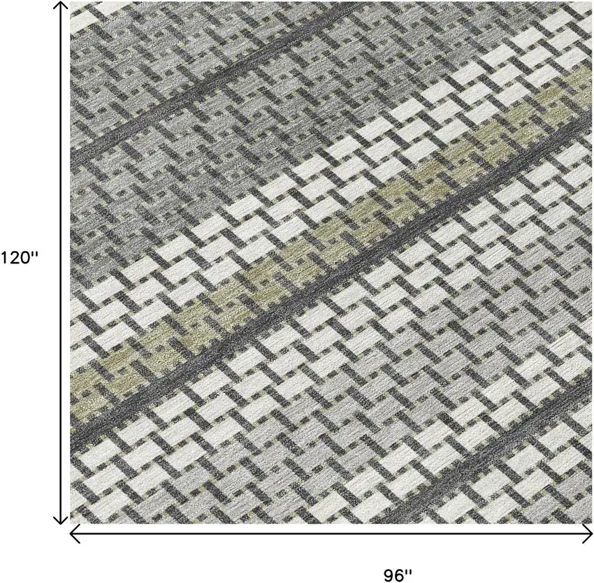 Gray Silver And Ivory Striped Washable Indoor Outdoor Area Rug Photo 5