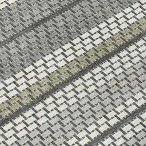 Photo of Gray Silver And Ivory Striped Washable Indoor Outdoor Area Rug