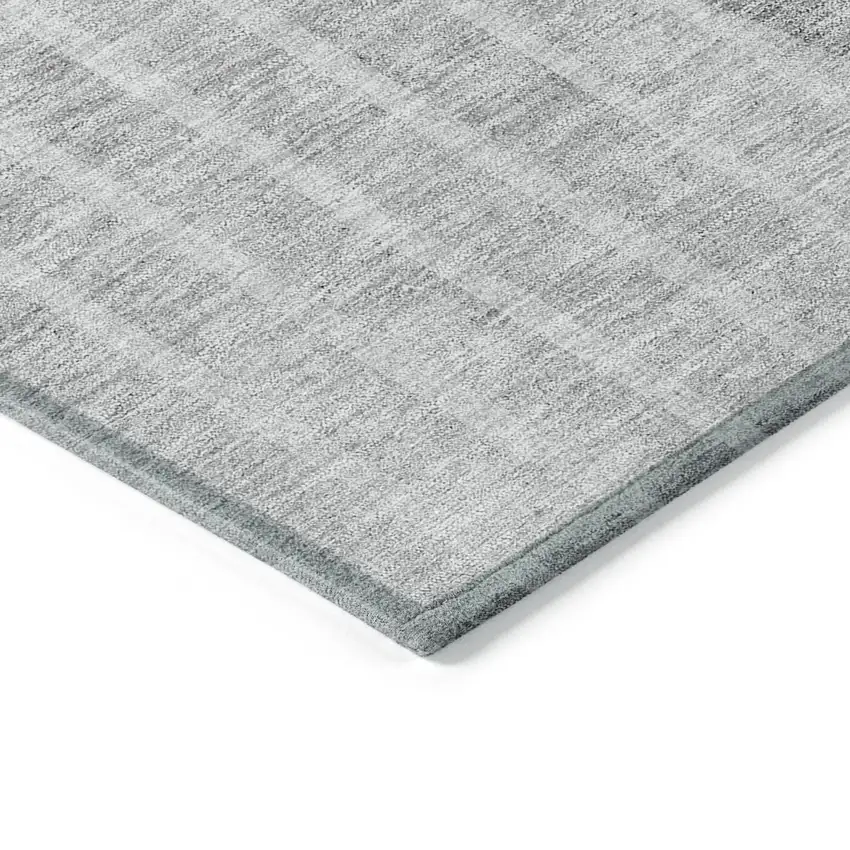 Gray Silver And Ivory Striped Washable Indoor Outdoor Area Rug Photo 3