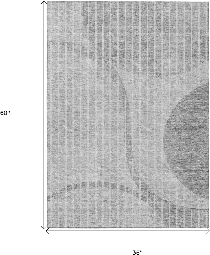 Gray Silver And Ivory Striped Washable Indoor Outdoor Area Rug Photo 9