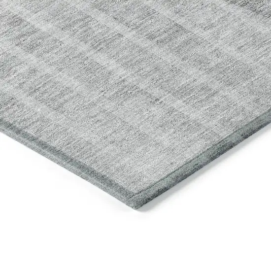 Gray Silver And Ivory Striped Washable Indoor Outdoor Area Rug Photo 4