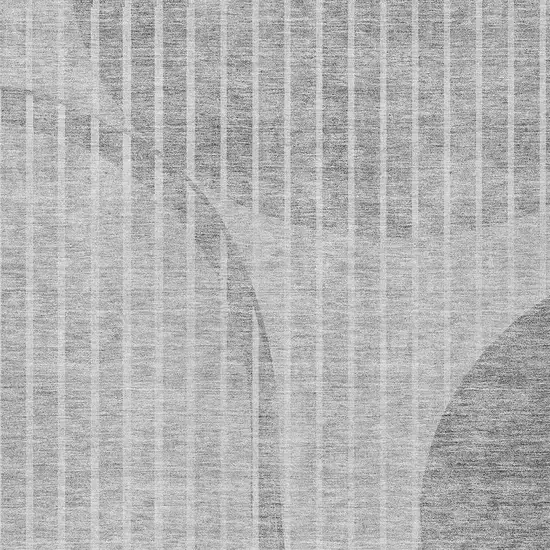 Gray Silver And Ivory Striped Washable Indoor Outdoor Area Rug Photo 4