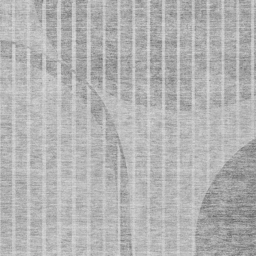 Gray Silver And Ivory Striped Washable Indoor Outdoor Area Rug Photo 4