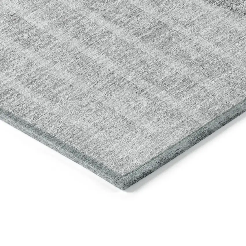 Gray Silver And Ivory Striped Washable Indoor Outdoor Area Rug Photo 3