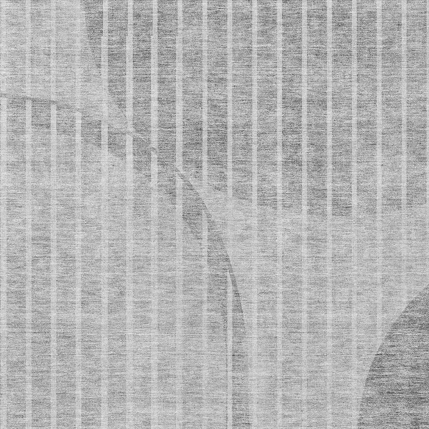 Gray Silver And Ivory Striped Washable Indoor Outdoor Area Rug Photo 5