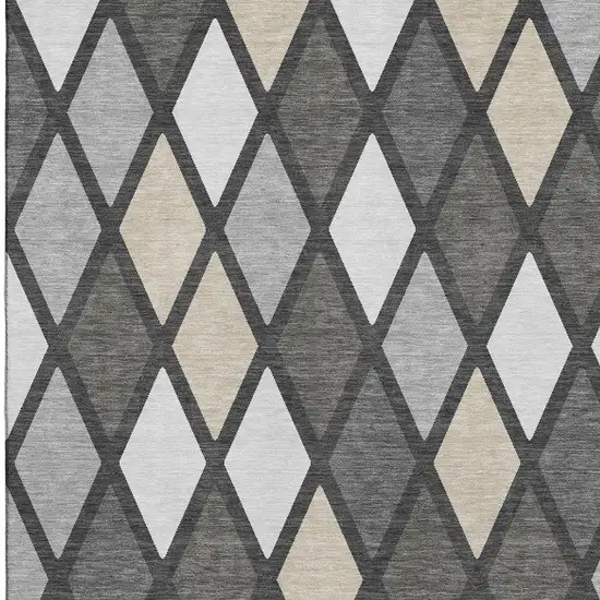 Gray Silver And Tan Geometric Washable Area Rug With UV Protection Photo 4