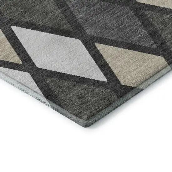 Gray Silver And Tan Geometric Washable Area Rug With UV Protection Photo 8