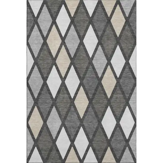 Gray Silver And Tan Geometric Washable Area Rug With UV Protection Photo 1
