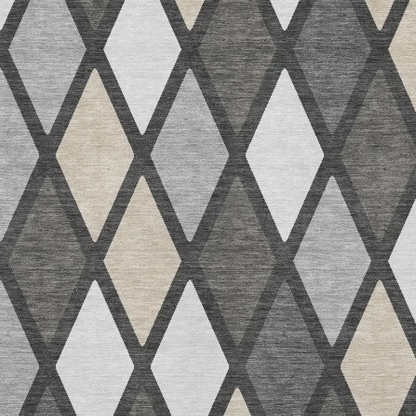 Gray Silver And Tan Geometric Washable Area Rug With UV Protection Photo 3