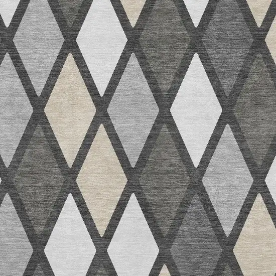 Gray Silver And Tan Geometric Washable Area Rug With UV Protection Photo 3