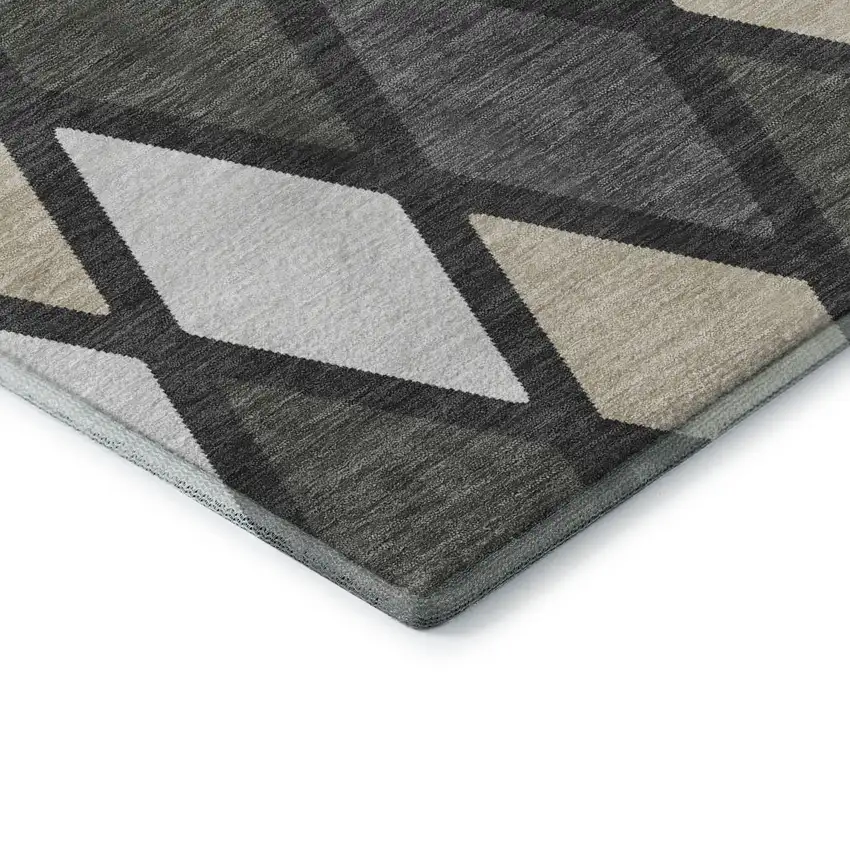 Gray Silver And Tan Geometric Washable Area Rug With UV Protection Photo 8