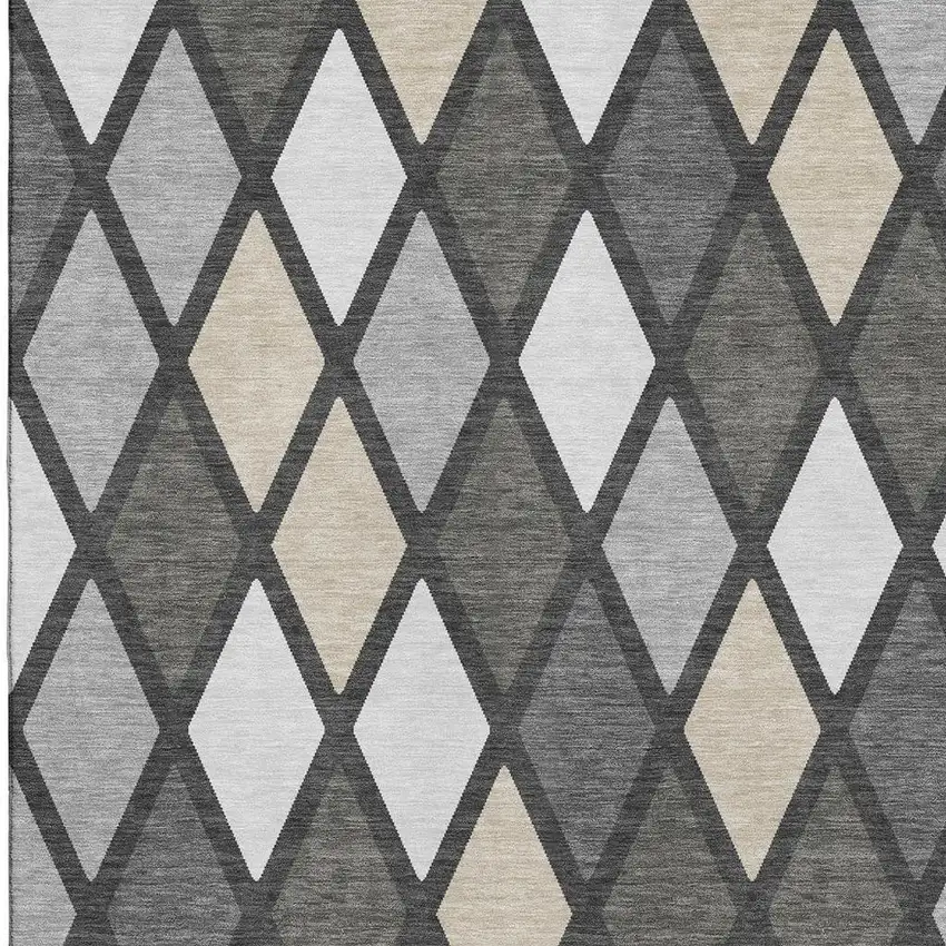 Gray Silver And Tan Geometric Washable Area Rug With UV Protection Photo 3