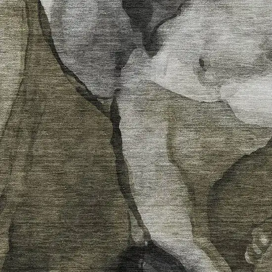 Gray Silver And Taupe Abstract Washable Area Rug With UV Protection Photo 3