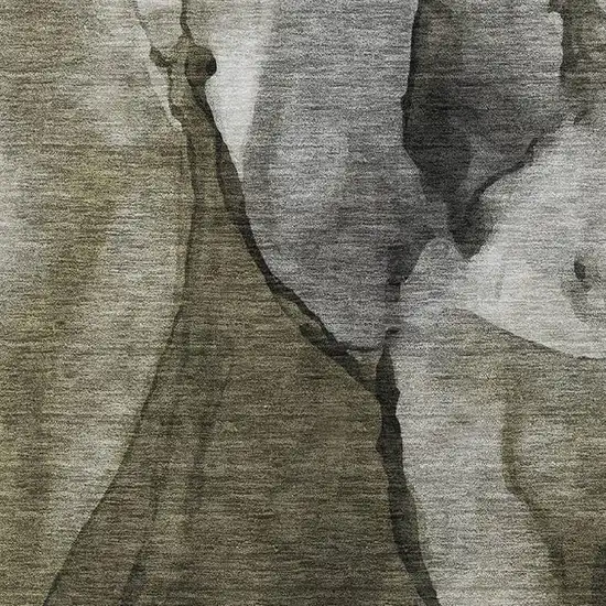 Gray Silver And Taupe Abstract Washable Area Rug With UV Protection Photo 3