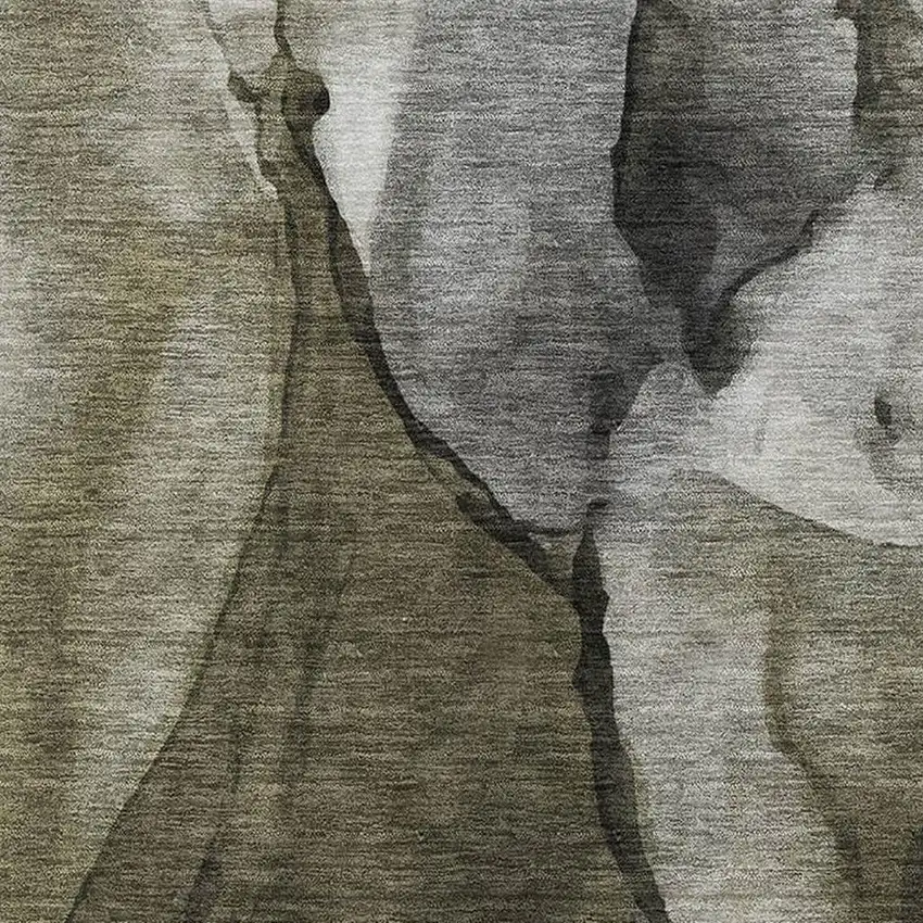 Gray Silver And Taupe Abstract Washable Area Rug With UV Protection Photo 3