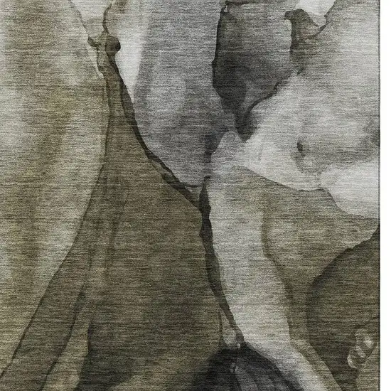 Gray Silver And Taupe Abstract Washable Area Rug With UV Protection Photo 4