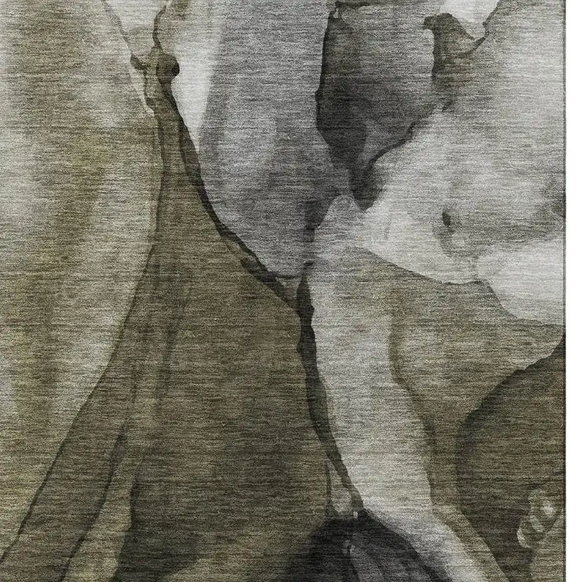 Gray Silver And Taupe Abstract Washable Area Rug With UV Protection Photo 4