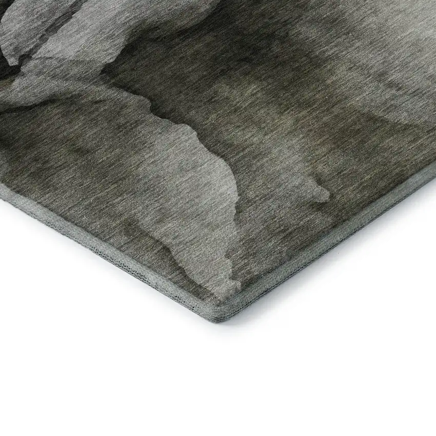 Gray Silver And Taupe Abstract Washable Area Rug With UV Protection Photo 8