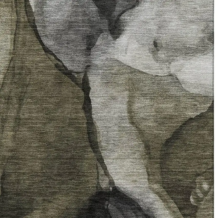 Gray Silver And Taupe Abstract Washable Area Rug With UV Protection Photo 3