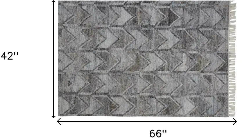 Gray Silver And Taupe Geometric Hand Woven Stain Resistant Area Rug With Fringe Photo 9