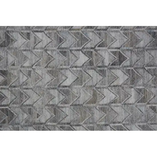 Gray And Black Geometric Hand Woven Area Rug With Fringe Photo 7