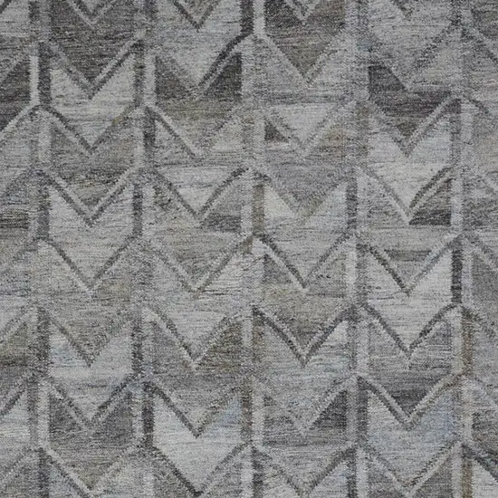 Gray And Black Geometric Hand Woven Area Rug With Fringe Photo 2