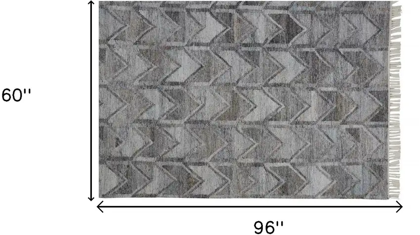Gray Silver And Taupe Geometric Hand Woven Stain Resistant Area Rug With Fringe Photo 9
