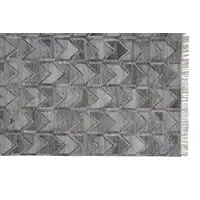Photo of Gray Silver And Taupe Geometric Hand Woven Stain Resistant Area Rug With Fringe