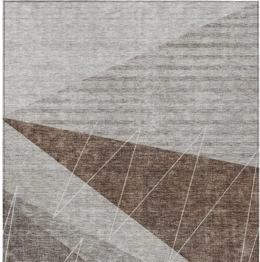 Gray Silver And Taupe Geometric Washable Indoor Outdoor Area Rug Photo 5