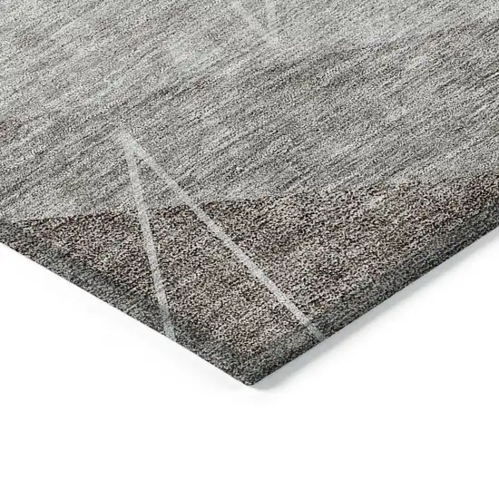 Gray Silver And Taupe Geometric Washable Indoor Outdoor Area Rug Photo 4