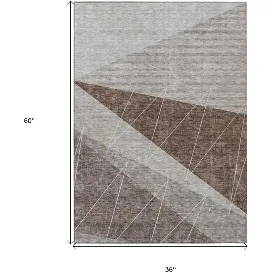 Gray Silver And Taupe Geometric Washable Indoor Outdoor Area Rug Photo 3