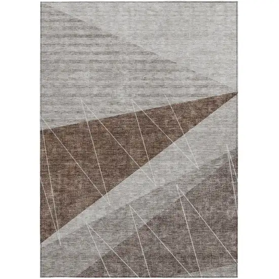 Gray Silver And Taupe Geometric Washable Indoor Outdoor Area Rug Photo 7