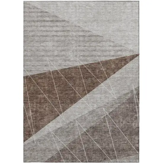 Gray Silver And Taupe Geometric Washable Indoor Outdoor Area Rug Photo 7