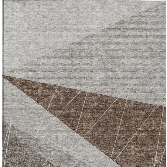 Gray Silver And Taupe Geometric Washable Indoor Outdoor Area Rug Photo 6
