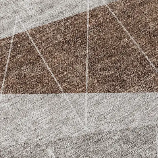 Gray Silver And Taupe Geometric Washable Indoor Outdoor Area Rug Photo 4
